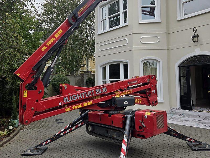 Cherry picker in use on a roofing job in Cork