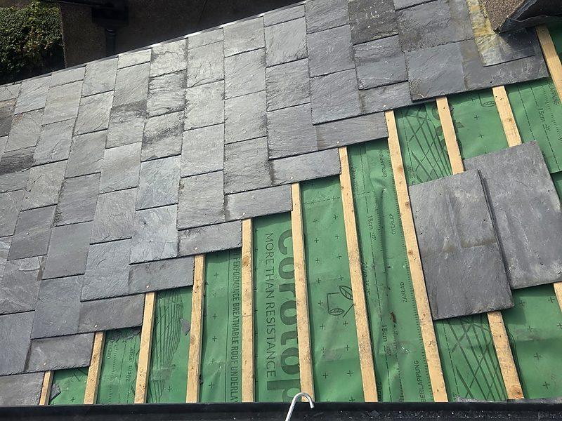 Natural slate roofing installed on a house in Cork